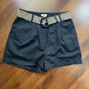 Jason Wu Women's Belted Cotton Shorts Black Sz M